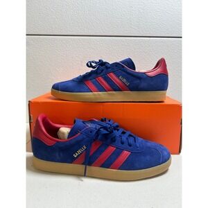 Adidas Gazelle Blue Red Gum Sole Suede Low Top Sneakers 11.5m #2616